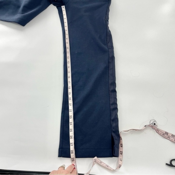 The Greii Navy Blue Straight Leg Drawstring Satin Trim Athleisure Sweatpants - Picture 3 of 11